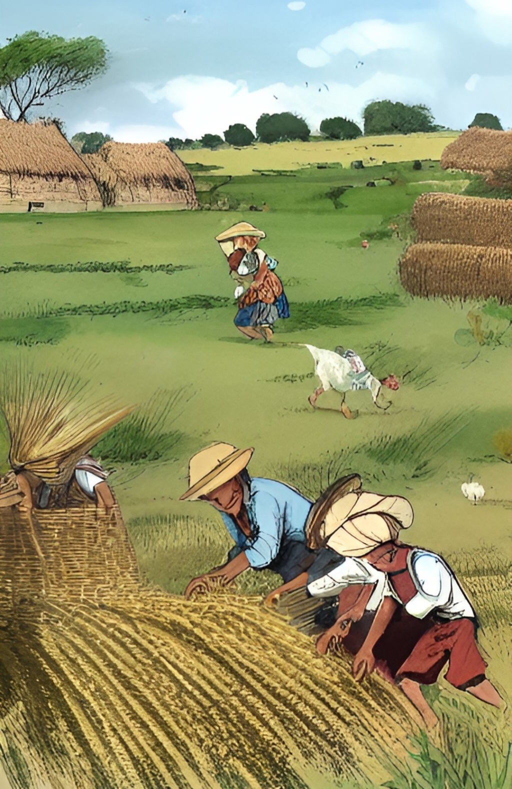 Wheat Harvest Village Art